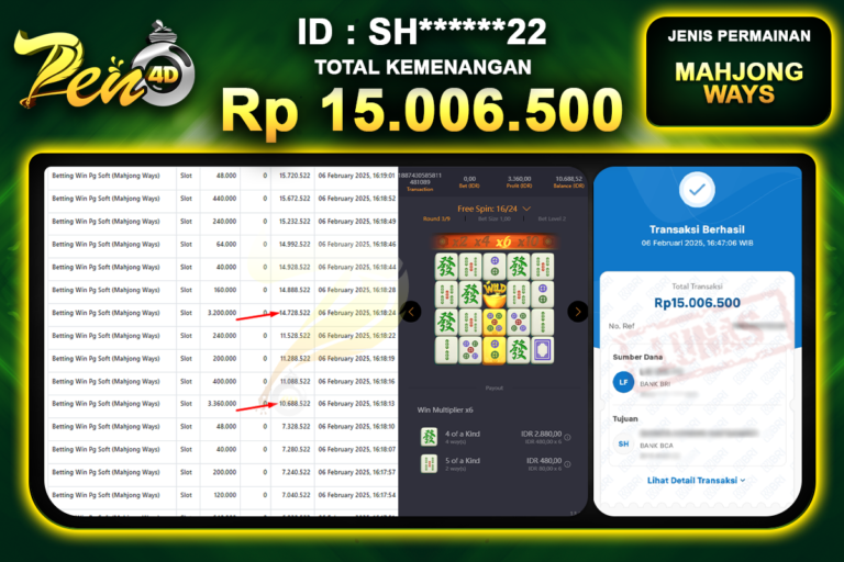 PEN4D $ Kemenangan Jackpot dan Bukti Pembayaran Withdraw Hari Ini 02 Febuari 2025